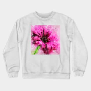 Gorgeous Pink Daisy- Loose Watercolor Crewneck Sweatshirt